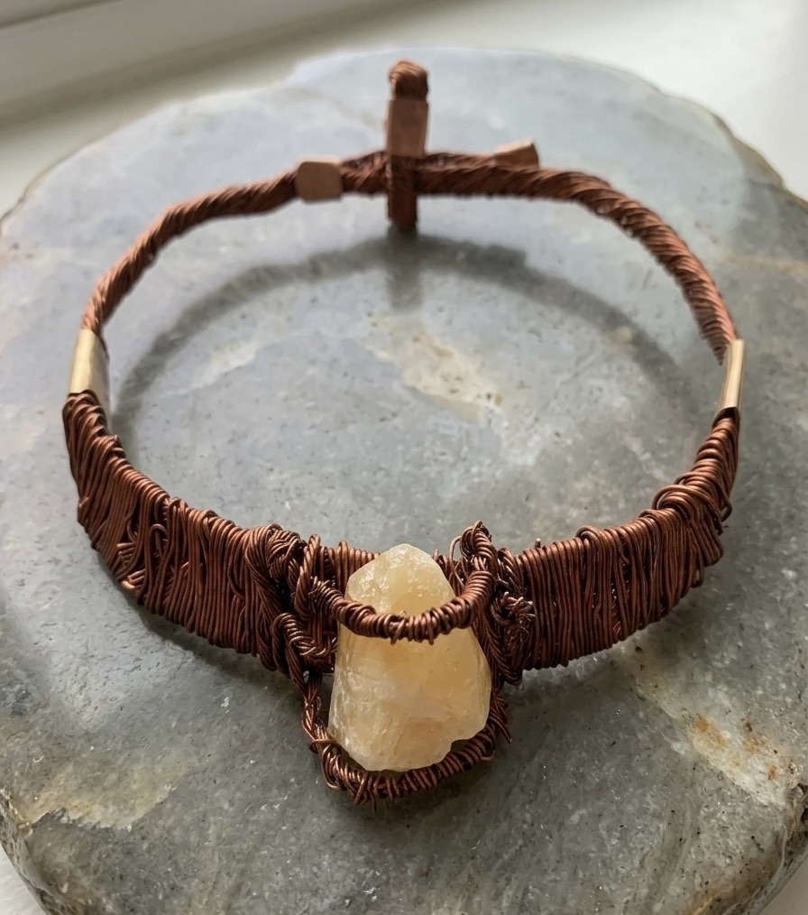 Copperflow Copper Crown with Citrine crystal