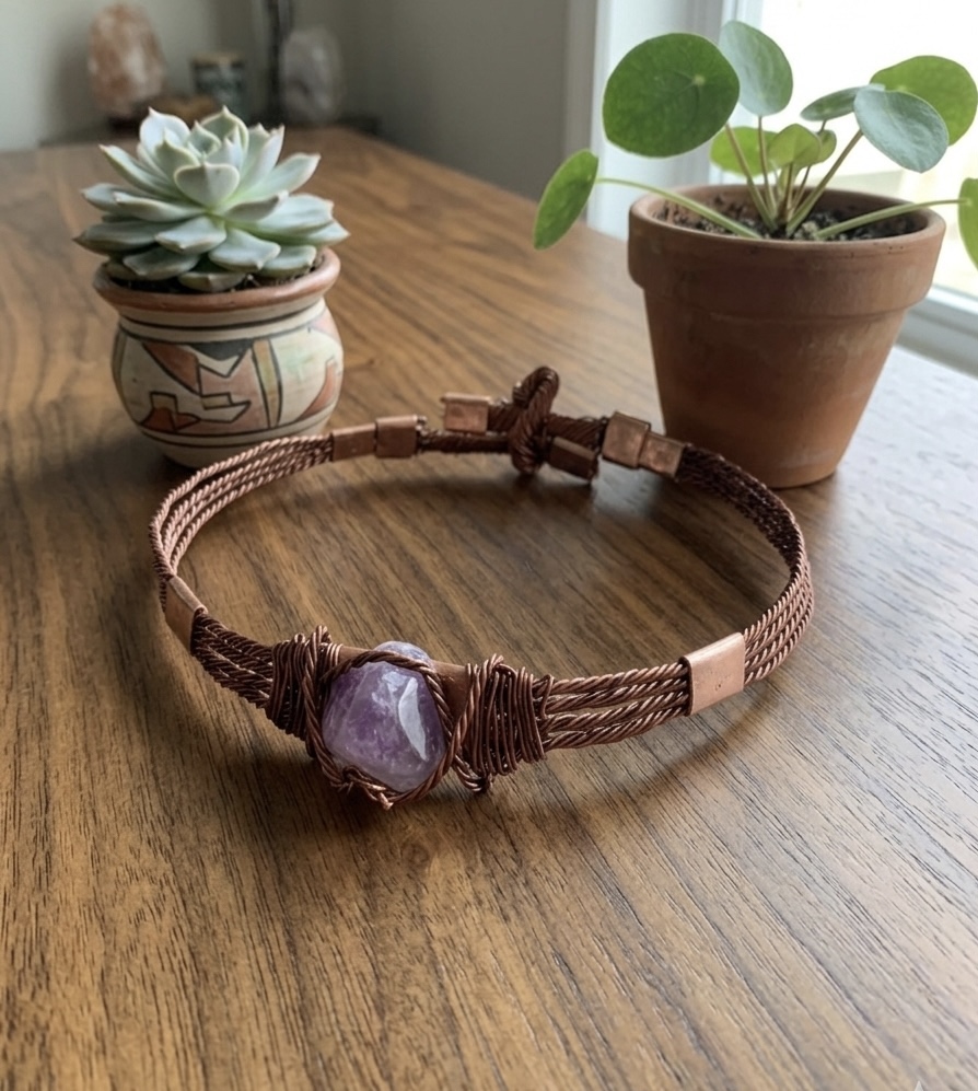 Copper Crown with Amethyst Crystal
